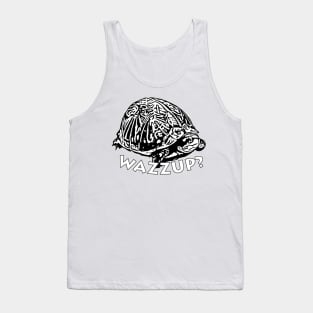 Wazzup? - Black & White Turtle Graphic Tank Top